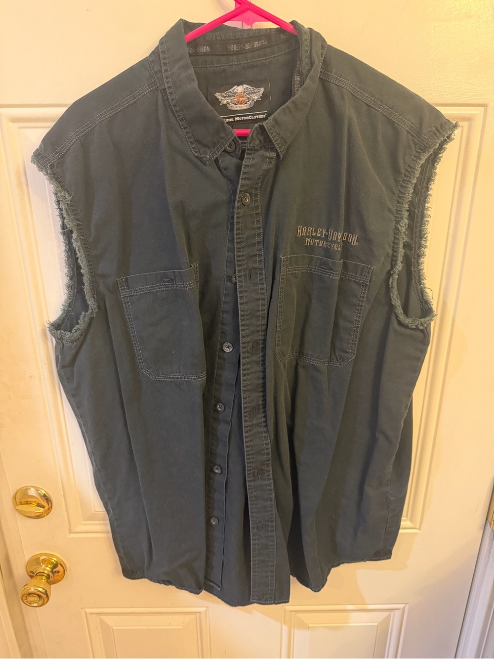Harley-Davidson Men’s Sleeveless Button-Up Shirt Jacket —